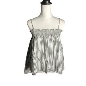 Forever 21 Gray and White Striped Off the Shoulder Top Small